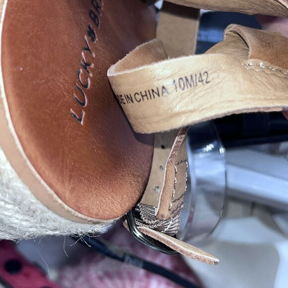 Lucky Brand Sandals Womens Sz 10 Brown Leather Platform Ankle Strap Espadrille - Picture 6 of 7